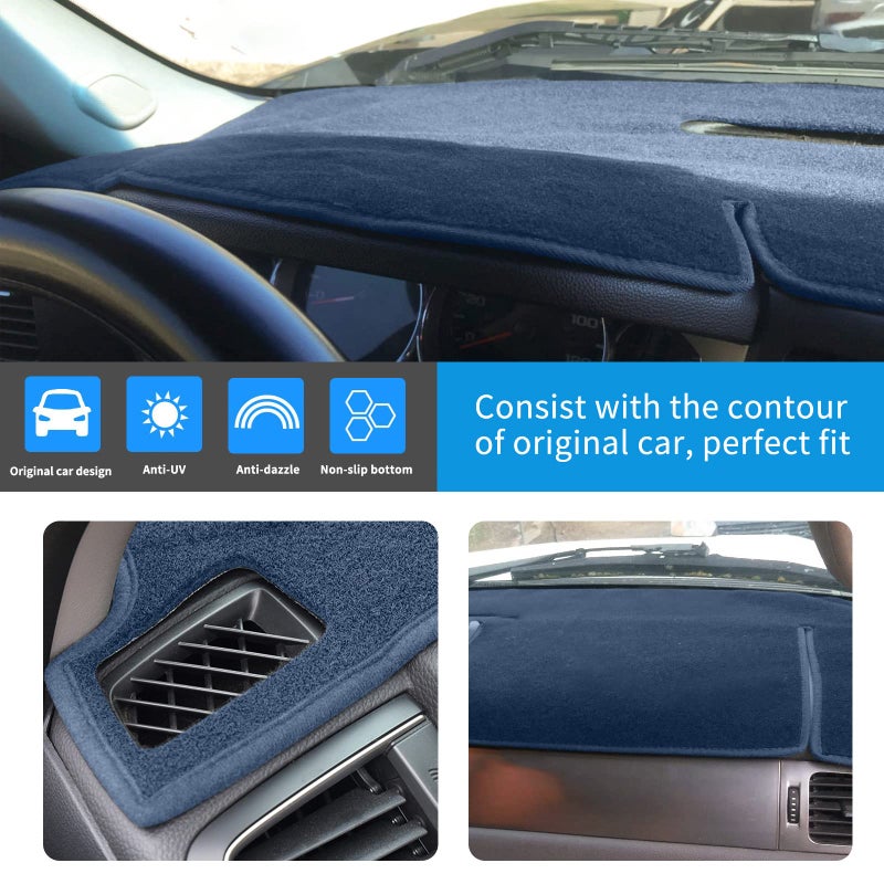 HanLanKa Dashboard Cover Dash Mat Compatible with 2007-2014 Chevy Chevrolet Tahoe Suburban,2007-13 Chevy Avalanche Silverado 1500 2500 3500 LTZ/GMC Sierra SLT Denali,2007-14 GMC Yukon XL (Gray) - Image 3